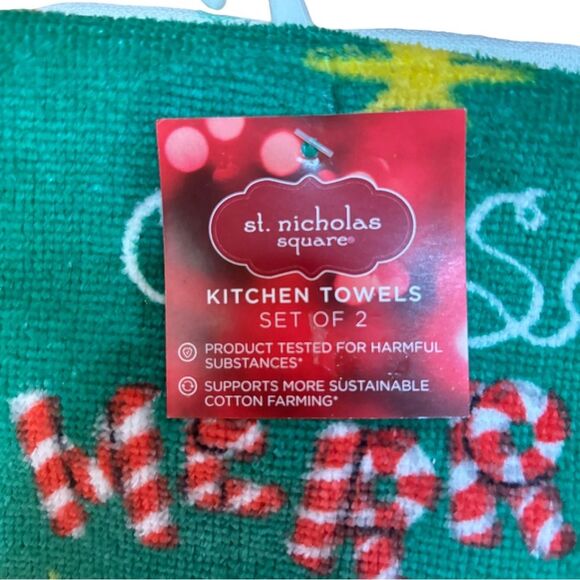 St Nicholas Square "Oh So MERRY" Kitchen Towel Set 15x26 Inches - Picture 5 of 5